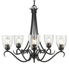  8001-5 BLK-SD - Parrish 5 Light Chandelier in Matte Black with Seeded Glass